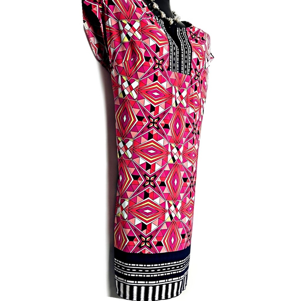 Pink and Black Kaleidoscope Patterned Dress - Picture 1 of 11
